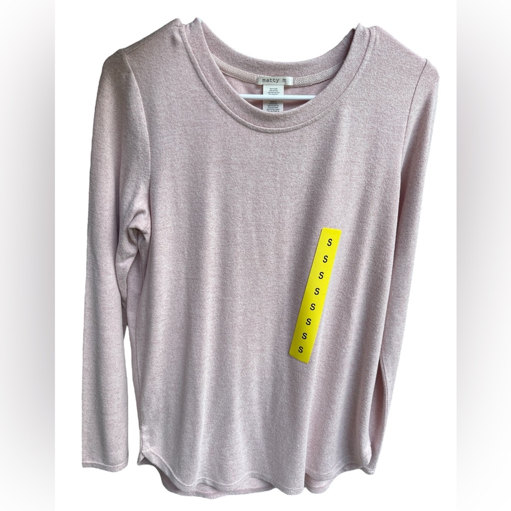 Matty M | Women’s, Long Sleeve, Crew Neck Tunic Sweater | Blush | Small |